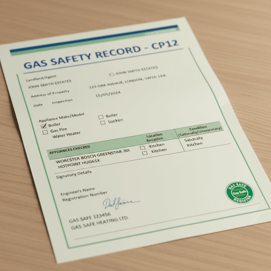 Gas Safety CP12 certificate
